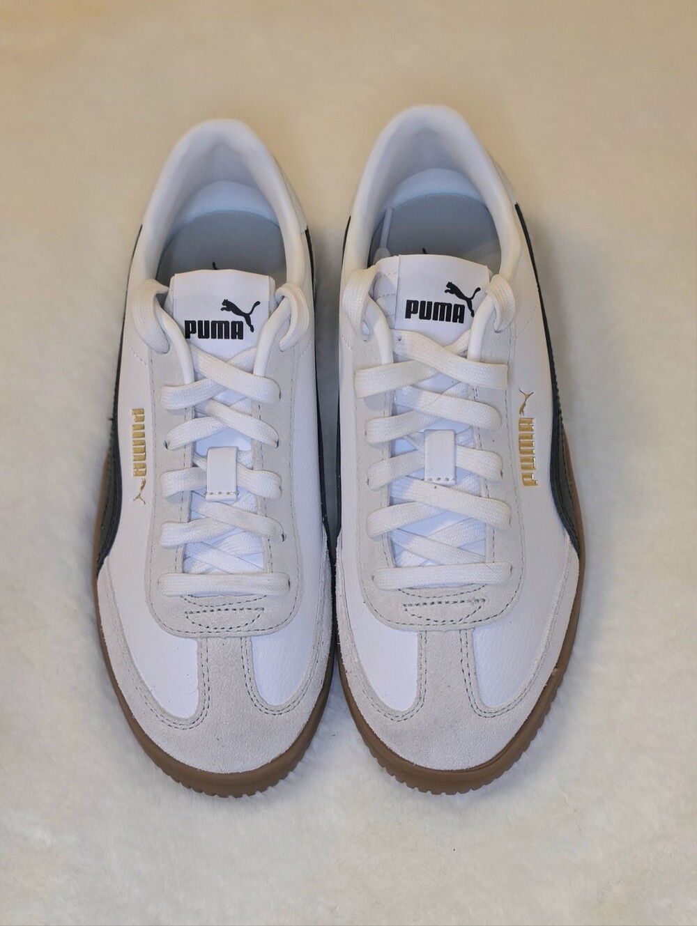 Puma White, Gray & Brown Retro Low-Top Sneakers